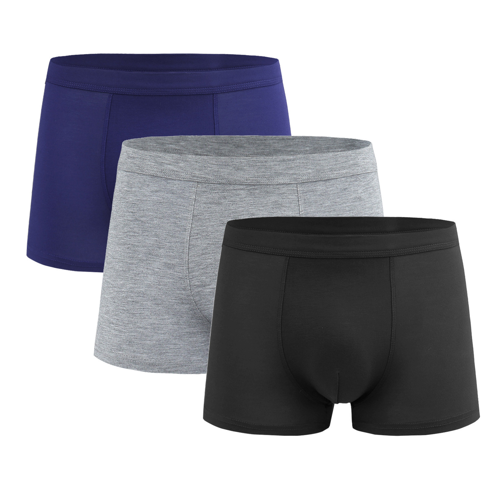 Jalioing Mens Underwear 3 Pack Big and Tall Boxer Briefs Breathable Comfortable Short Leg Trunks Underpants